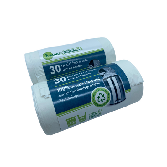 Evaness 100% Recycled Material & Biodegradable Bin Bags with Tie Handles 20-30L – 60 Bags – £8.99