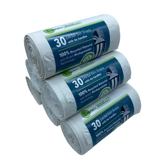 Evaness 100% Recycled Material & Biodegradable Bin Bags with Tie Handles | 20-30 litres x 180 Bags – £18.99
