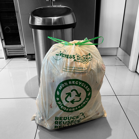 Evaness 100% Recycled Material & Biodegradable Bin Bags with Drawstring | 50/60 litres x 20 Bags – £6.99